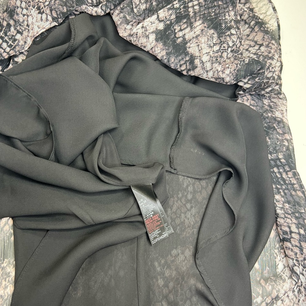 TopShop Metallic Snakeskin Print Belted Dress Size 6 - Picture 8 of 10